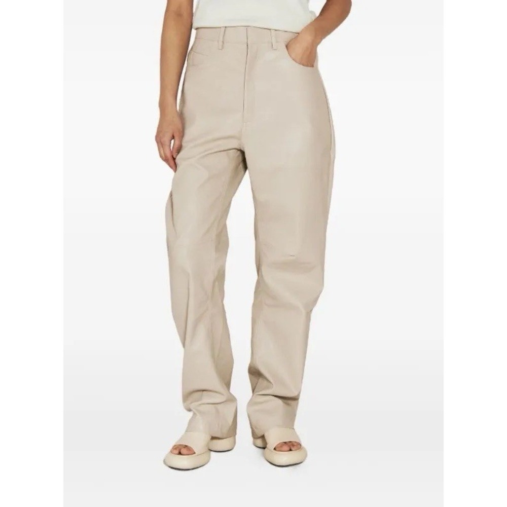 ENTIRE STUDIOS Faux Leather Trousers Pants Mens Size Large Beige‎ Straight *FLAW